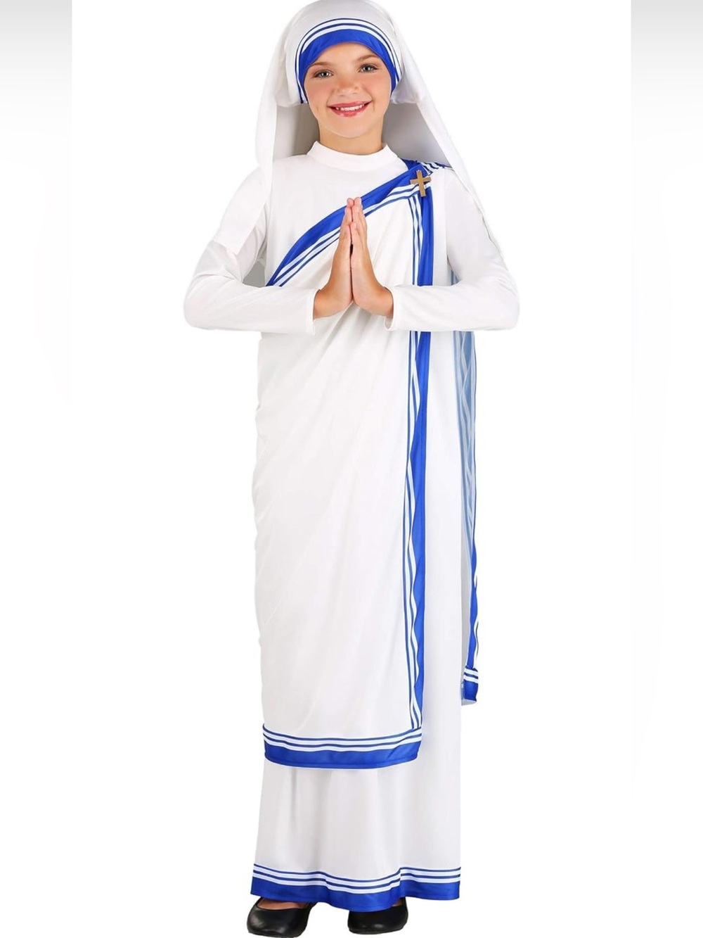Kids Mother Teresa Costume White & Blue